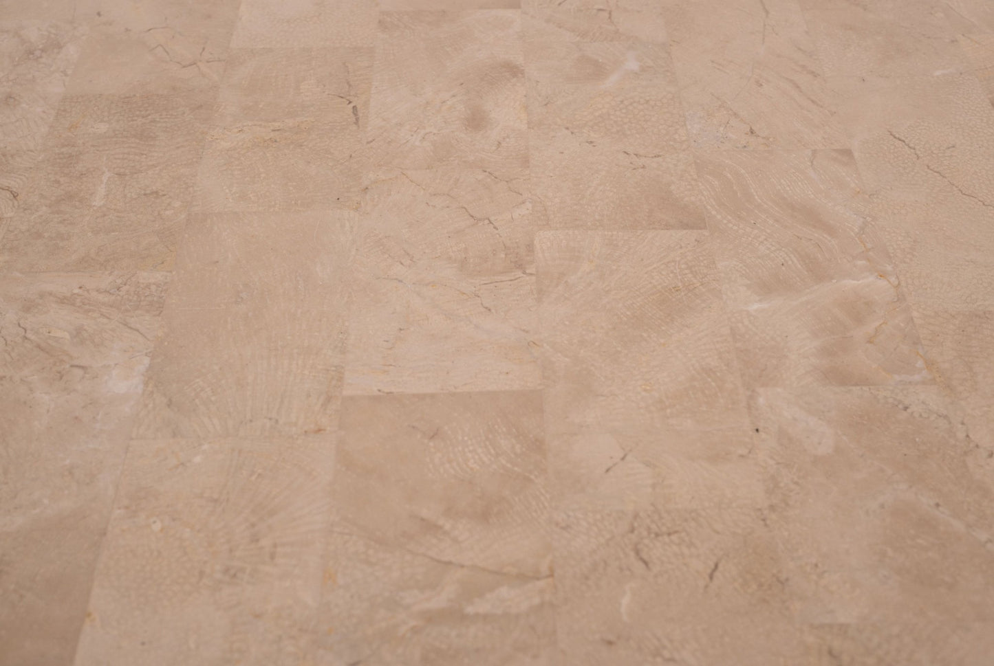 Close-up of 1980s Casa Bique tessellated marble surface in brick pattern on console table designed by Robert Marcius.