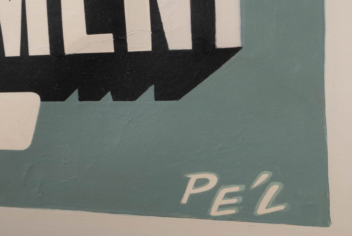 Close-up of restored Luxembourg Travel Poster showing linen-backed texture and artist's signature in plate