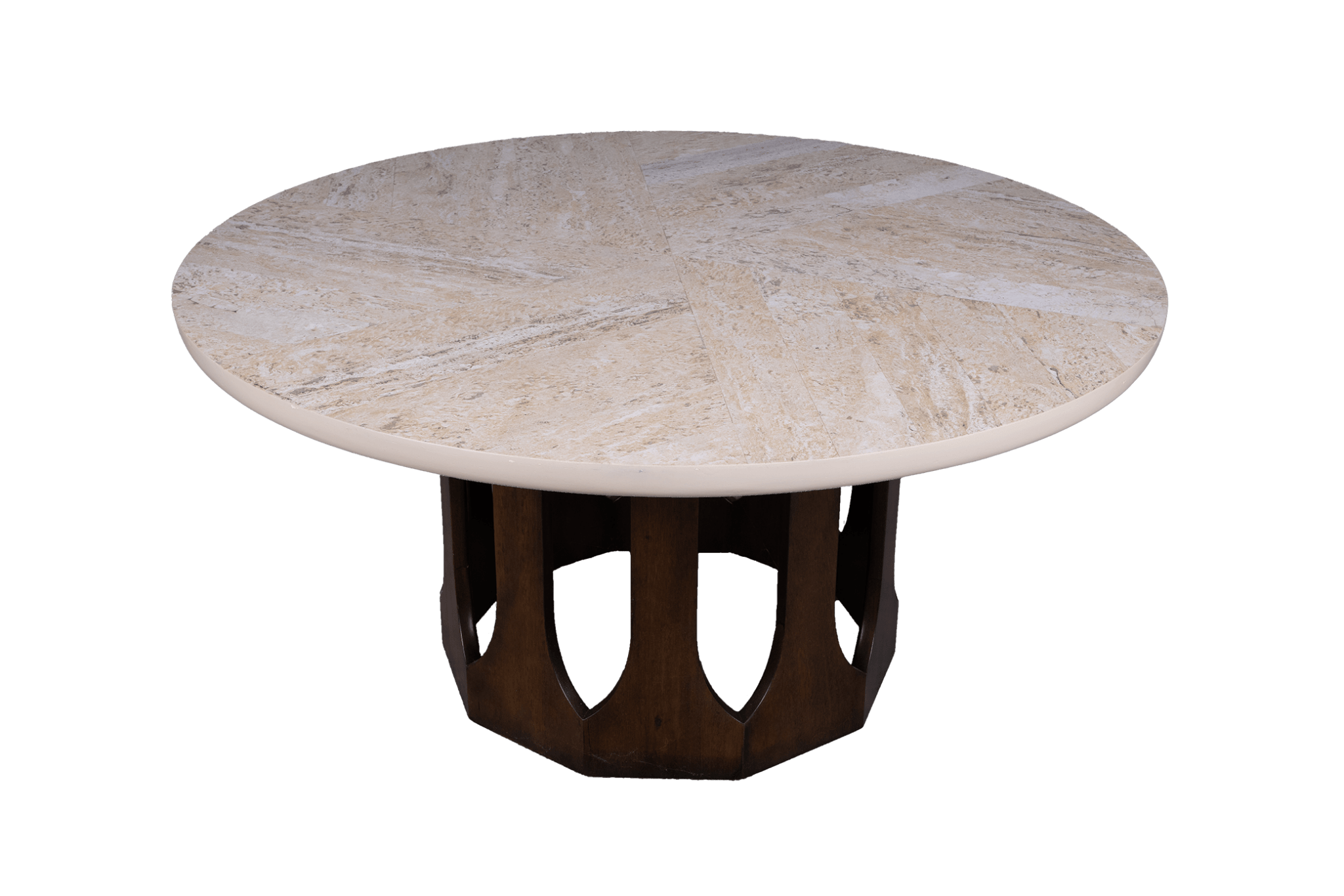 Harvey Probber Travertine Cocktail Table & Arcade Base – Egg Culture