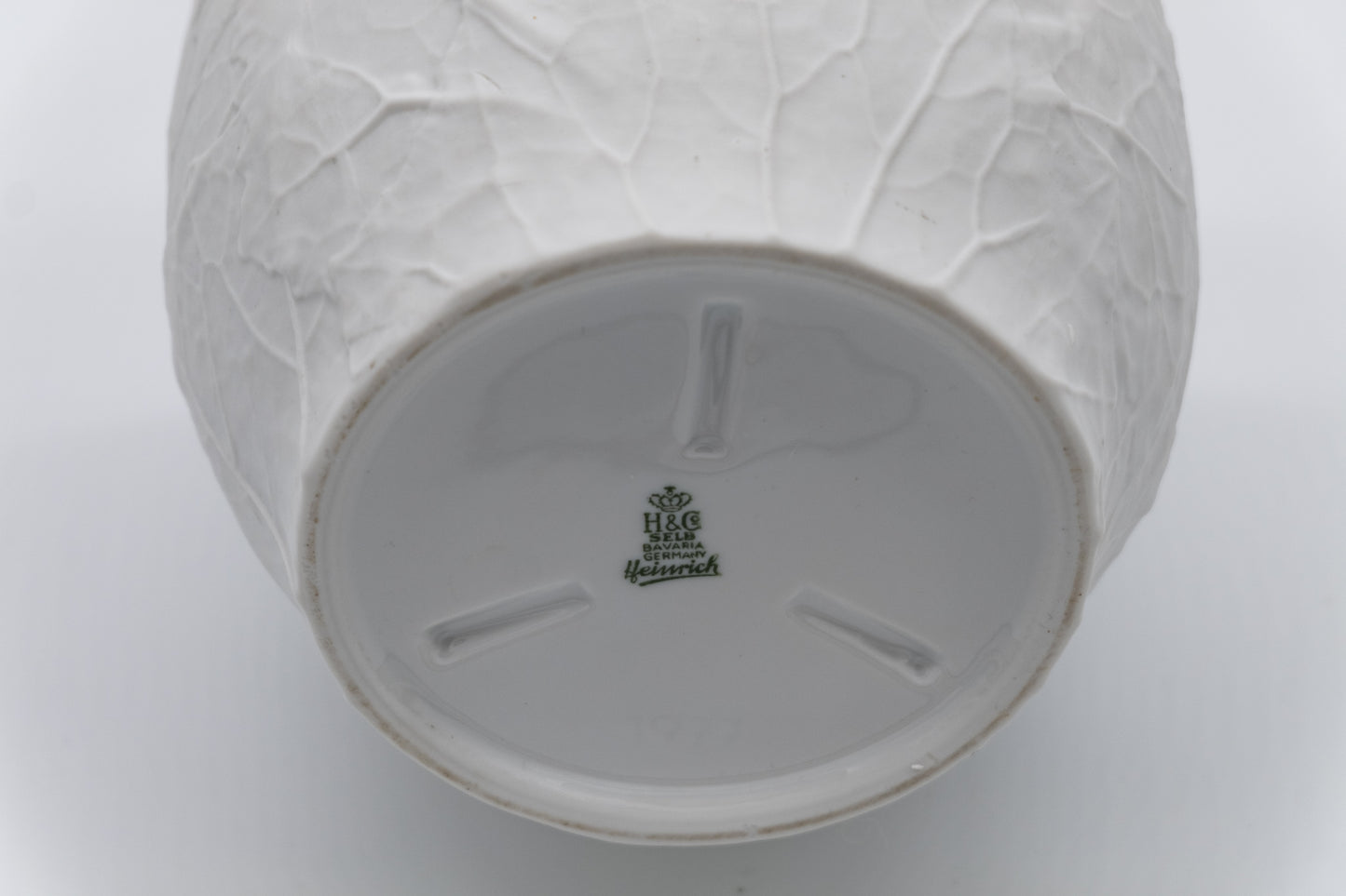 Heinrich & Co. Raised Leaf Bisque Vase bottom marking