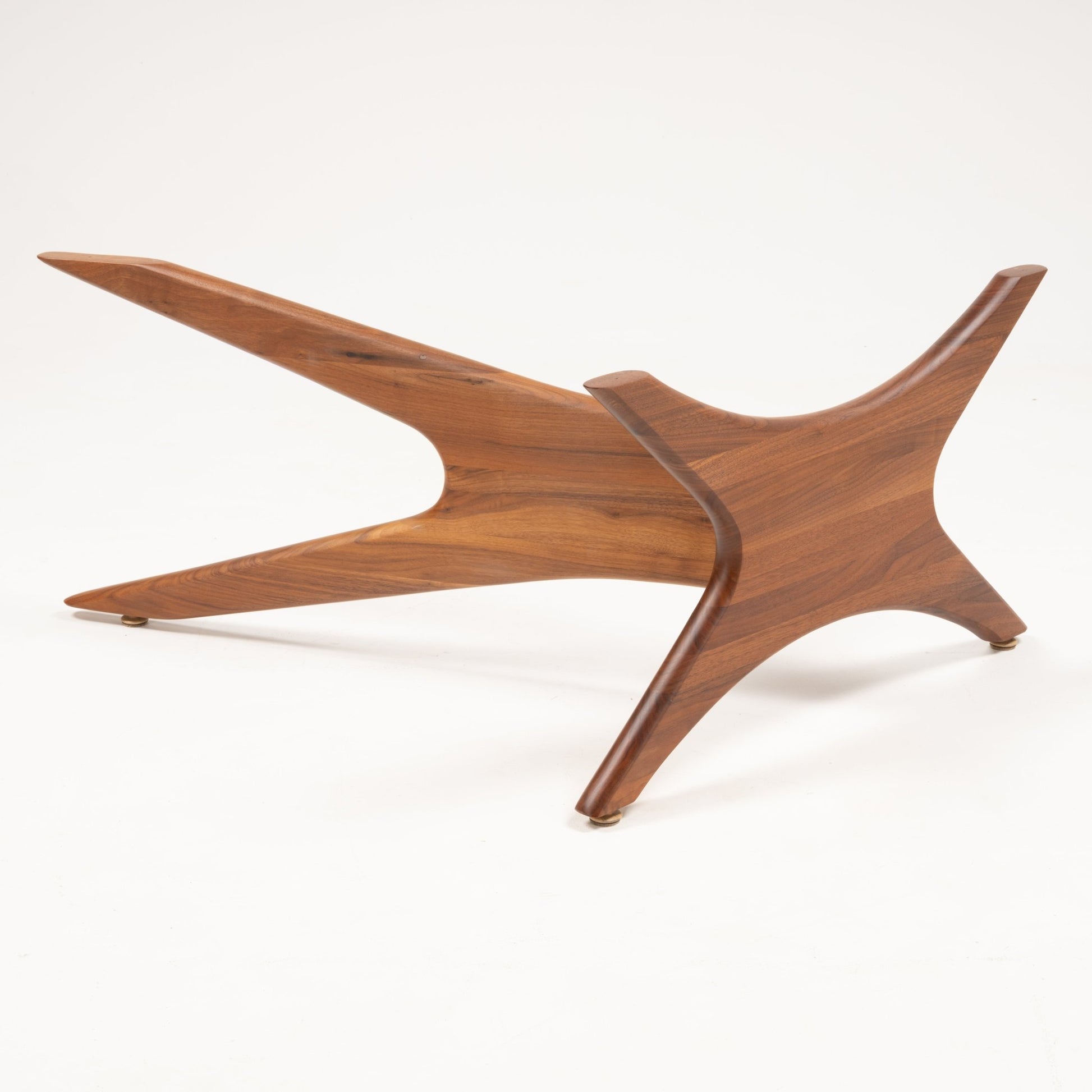 Solid walnut sculptural base with four interlocking curved legs resembling jacks for Adrian Pearsall coffee table