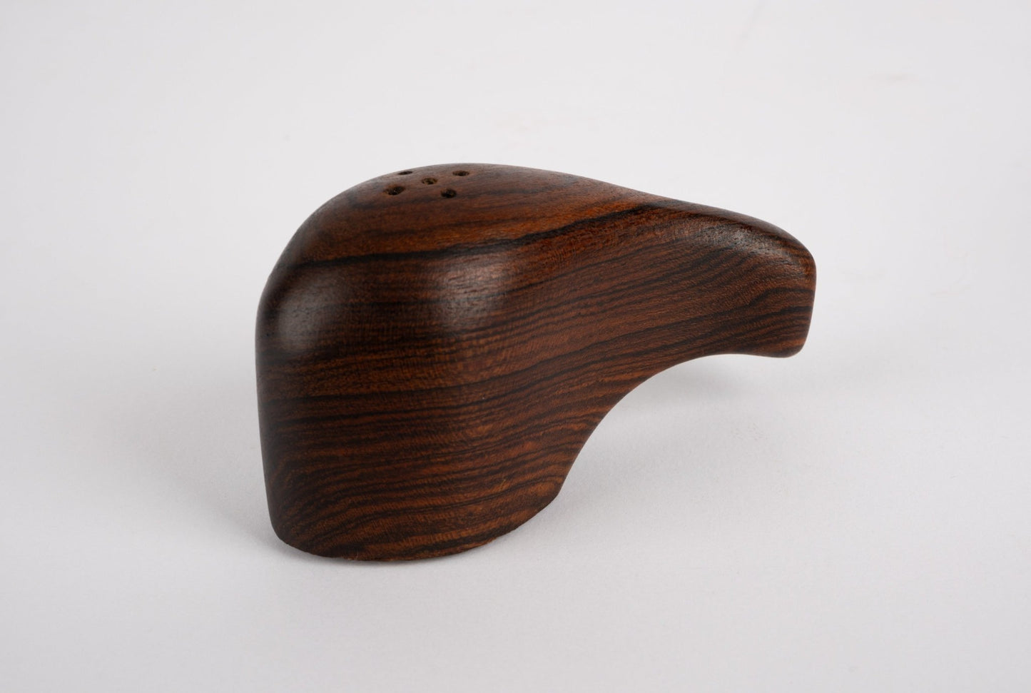 Don Shoemaker interlocking salt and pepper shaker in sculpted solid rosewood from 1970s Mexican artisan group Señal