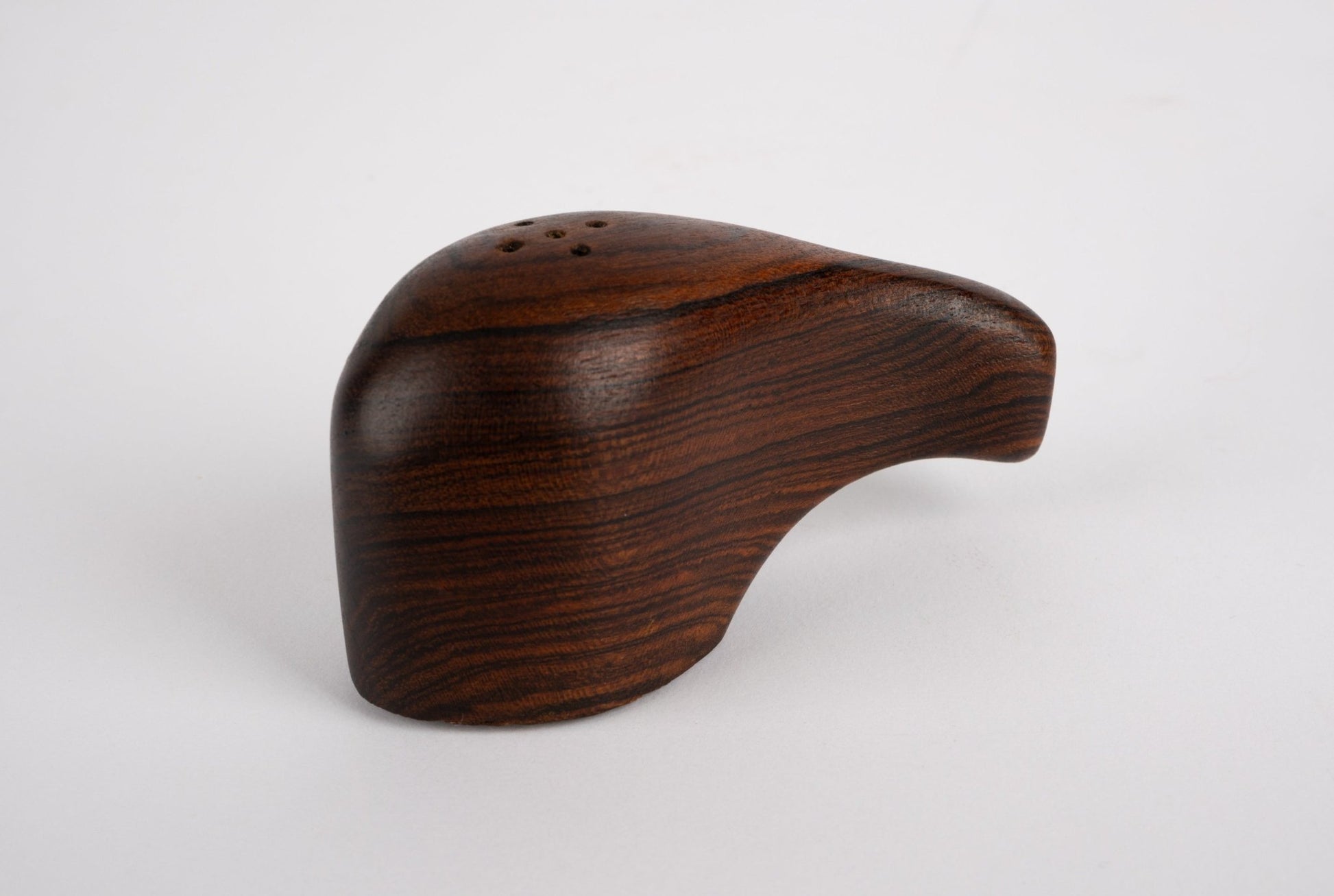 Don Shoemaker interlocking salt and pepper shaker in sculpted solid rosewood from 1970s Mexican artisan group Señal