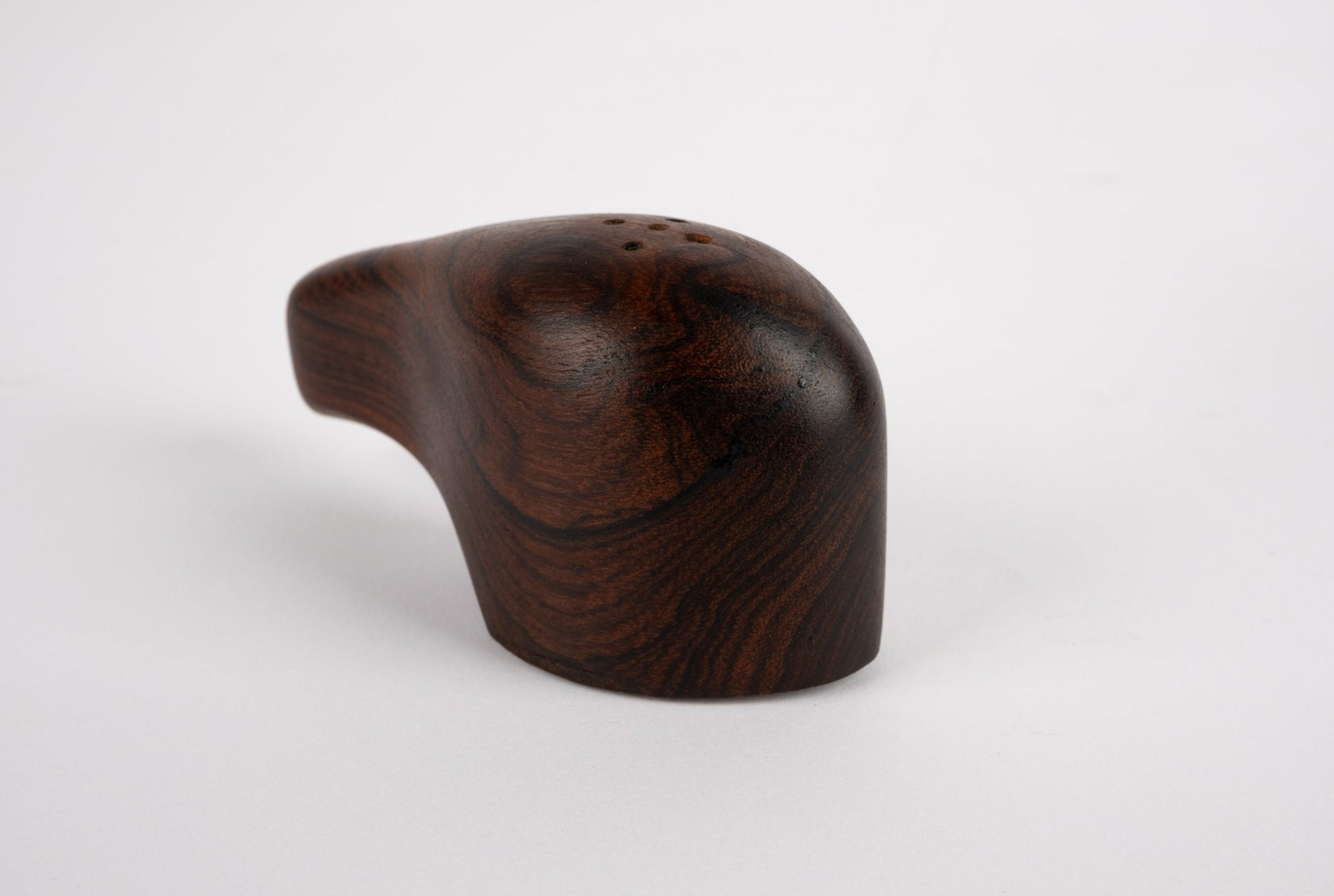 Don Shoemaker interlocking salt and pepper set sculpted from solid rosewood with smooth, organic 1970s Mexican design