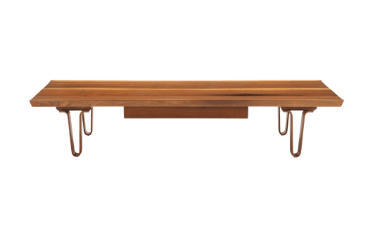 Edward Wormley "Long John" mid-century walnut coffee table with bentwood hairpin legs and sculpted upturned edges