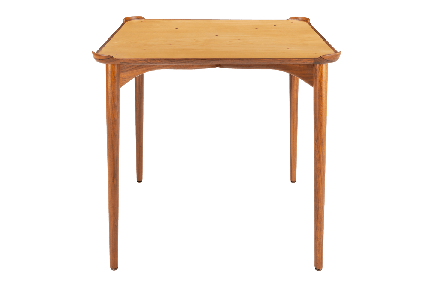 Finn Juhl Walnut Card Table for Baker featuring a refined walnut frame with slender legs and smooth edges, embodying mid century modern vintage Danish table design.