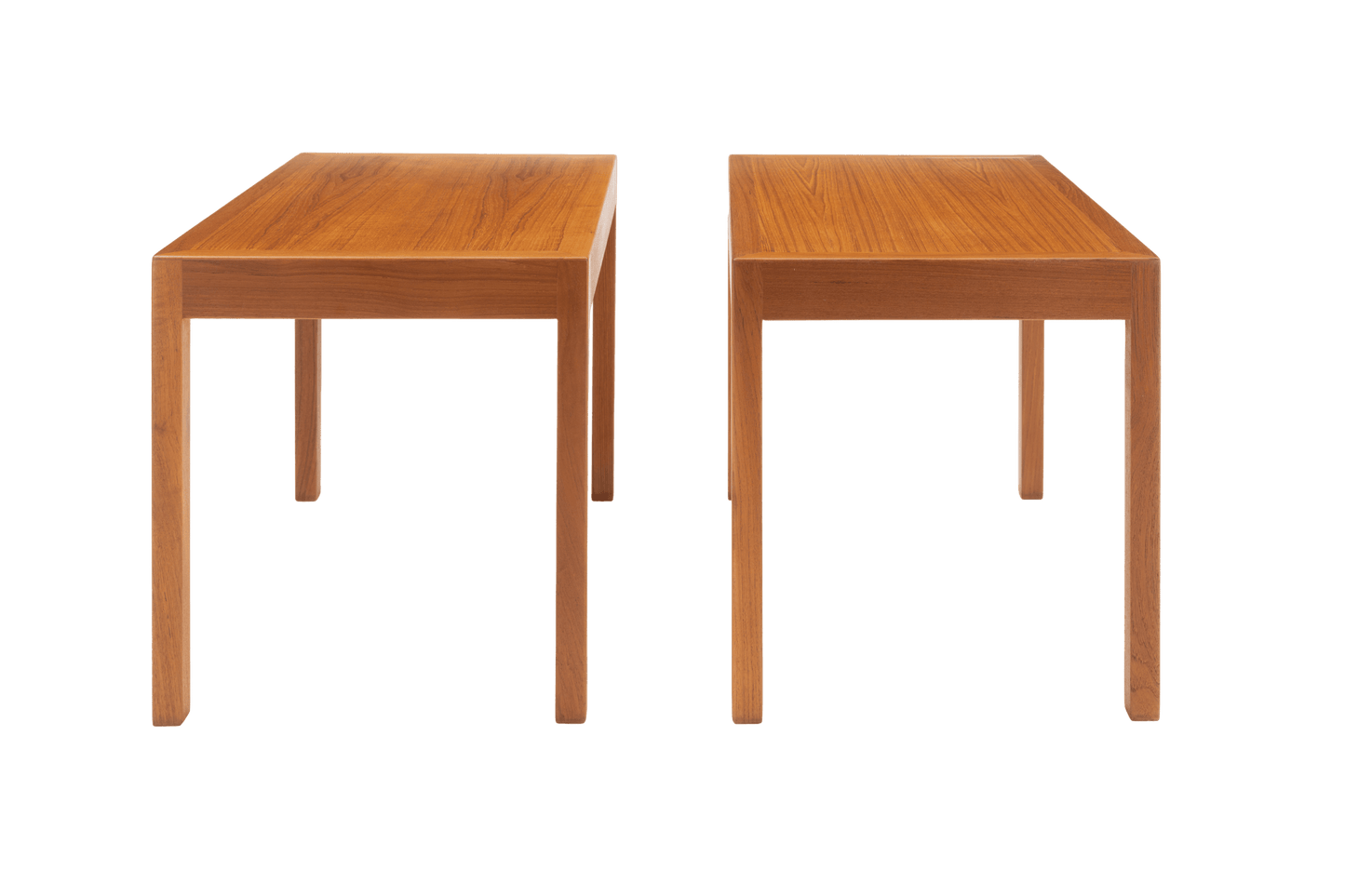 Two wooden side tables on a white background