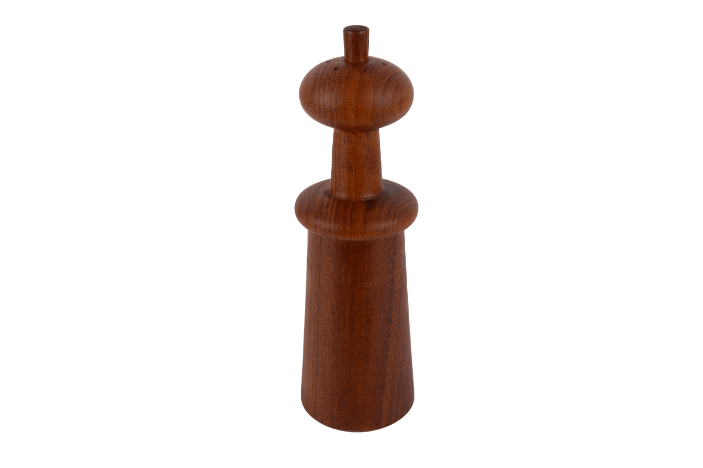 1950s Jens Quistgaard Danish teak salt shaker and pepper grinder with a tall, sleek design by Dansk