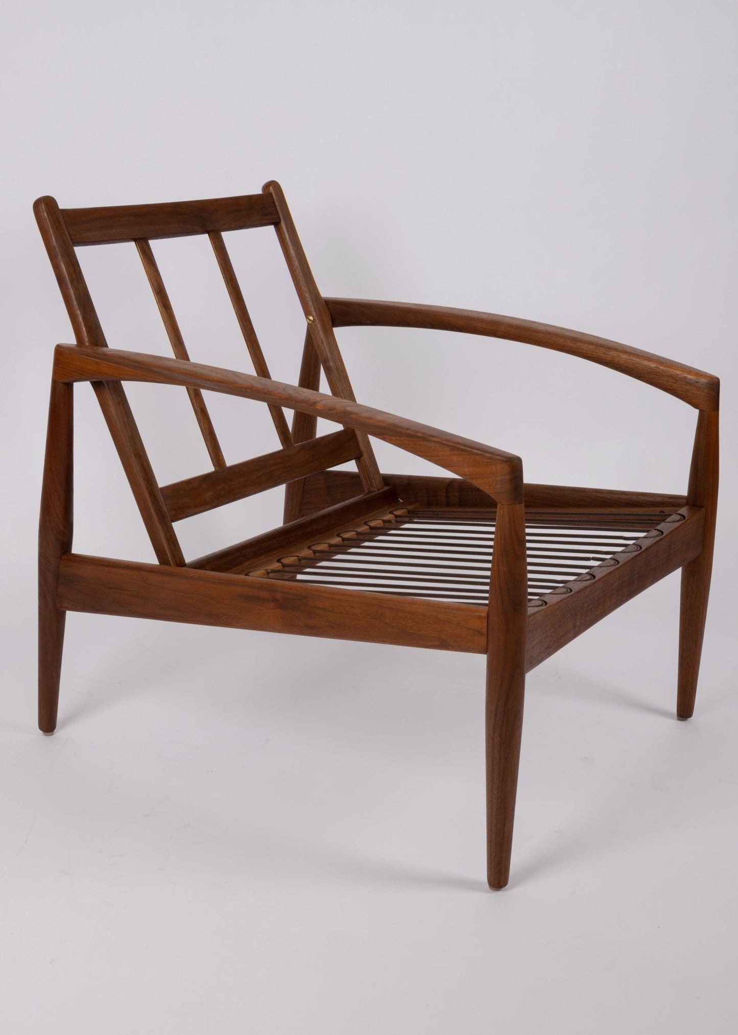 Kai Kristiansen pair of 1950s Danish teak 'Paper Knife' chairs with sculptural slatted back and seat frames