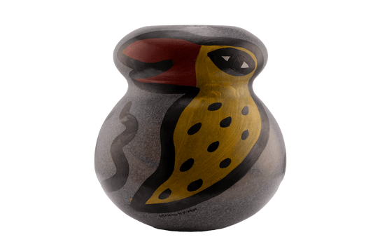 Kosta Boda Birdy Vase designed by Ulrica Hydman-Vallien with stylized bird and worm motifs in glassware