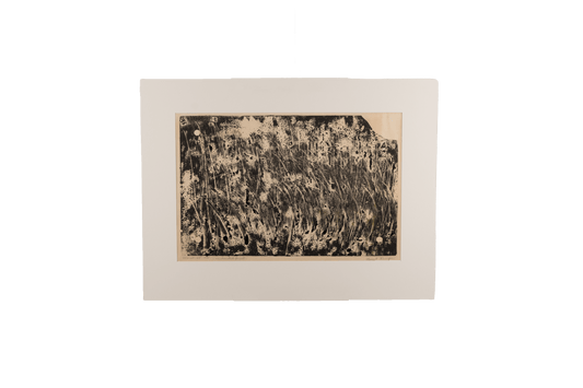 Margot Kempe signed and dated 1965 monotype print titled Enchanted Forest with textured abstract forest imagery on white mat