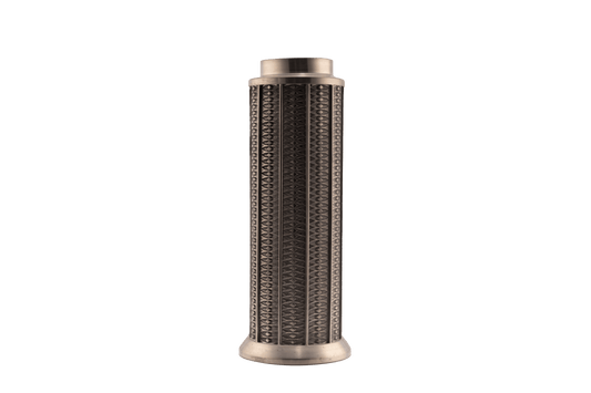Cylindrical Mastad pewter vase with engraved diamond-shaped column pattern and marked bottom from warehouse collection