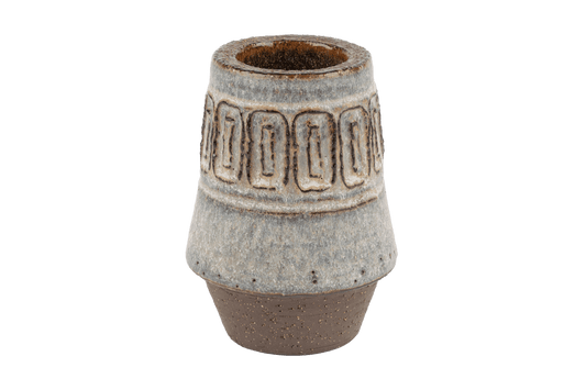 Michael Andersen Danish stoneware vase with carved geometric relief band and textured glaze finish