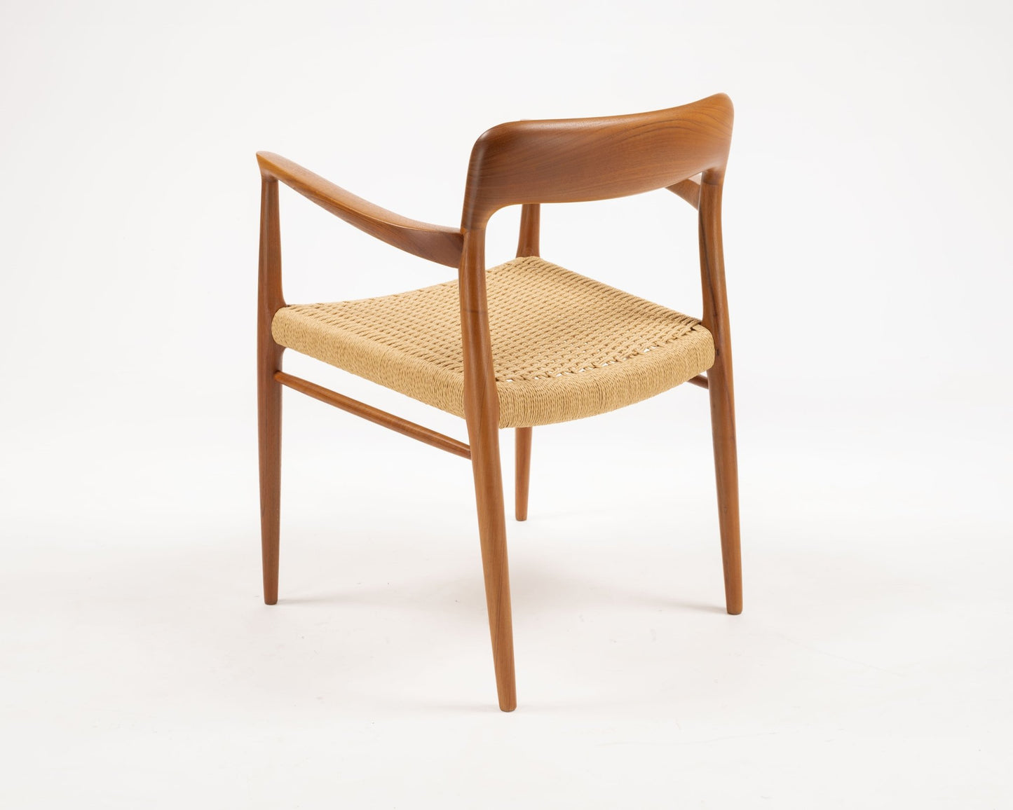 Niels Otto Moller Model 75 dining chair in solid teak with woven papercord seat, Danish design from the 1960s.