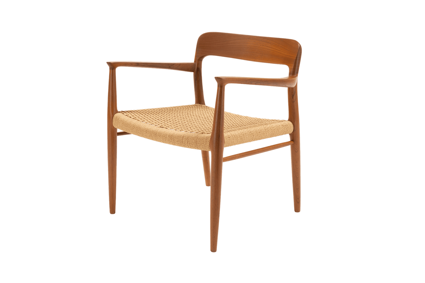 Niels Otto Moller Model 56 Danish teak dining armchair with woven papercord seat from the 1960s