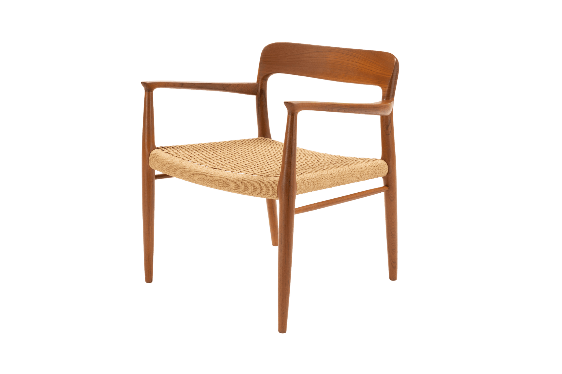 Niels Otto Moller Model 56 Danish teak dining armchair with woven papercord seat from the 1960s