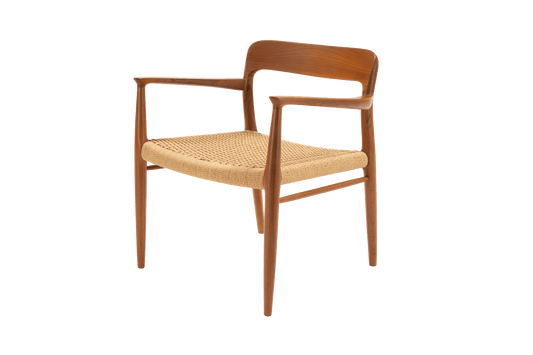 Niels Otto Moller Model 56 Danish teak dining armchair with woven papercord seat from the 1960s