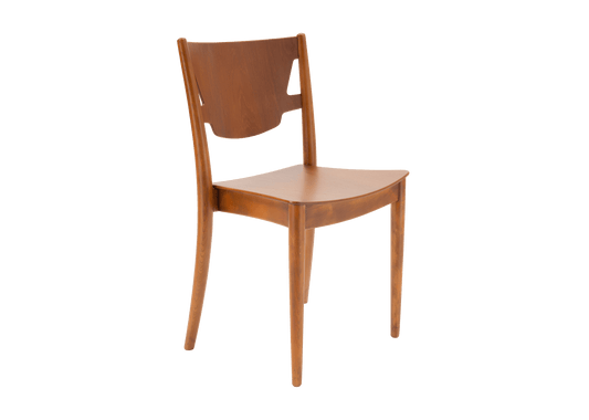 Peter Hvidt & Molgaard desk chair in teak and beech with shaped backrest, Danish design from 1950s on white background