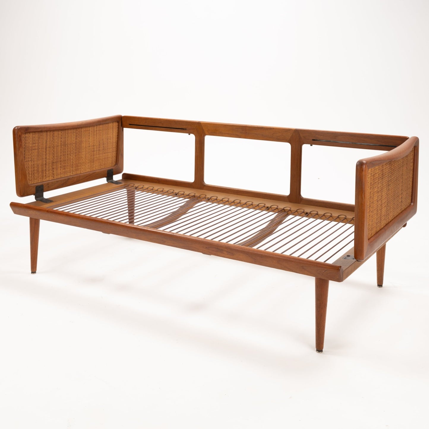 Peter Hvidt & Orla Molgaard Model FD 451 Daybed/Sofa with teak frame woven cane side panels and slatted seat vintage Danish furniture