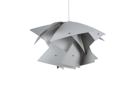 Preben Dal "Trigon" pendant lamp from the Symfoni series with sculptural geometric white metal design and original logo
