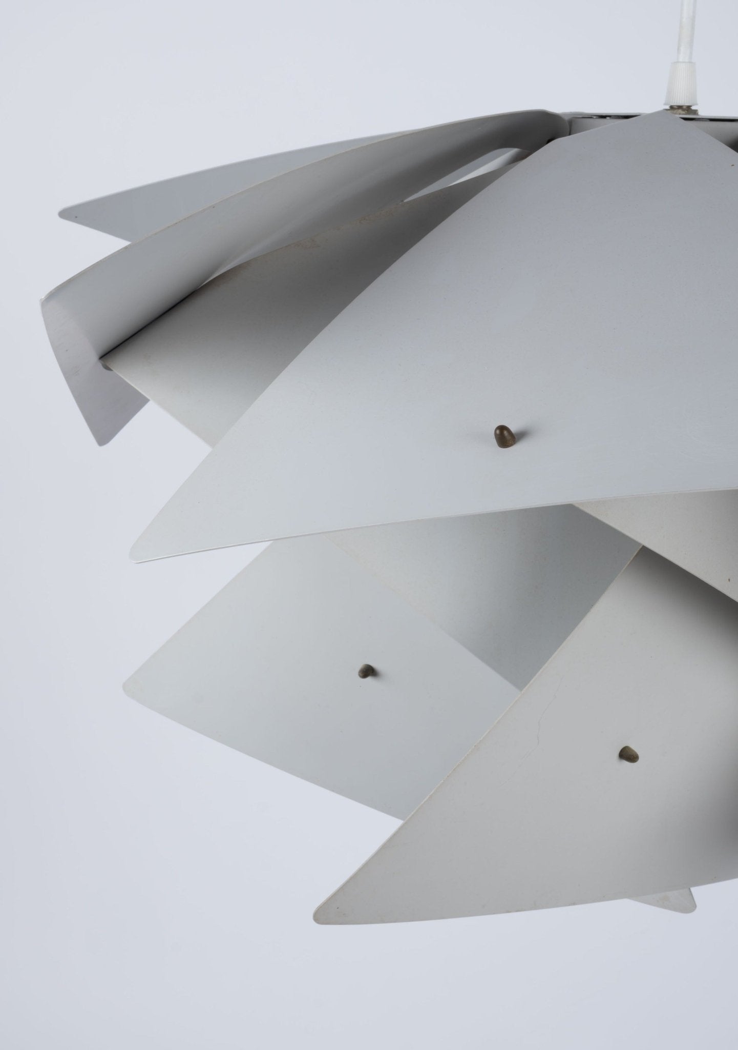 Rare Preben Dal "Trigon" pendant lamp from the Symfoni series with sculptural layered metal shade and original logo