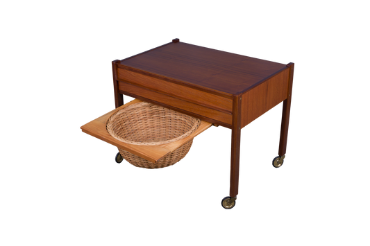 Danish Teak Sewing Side Table