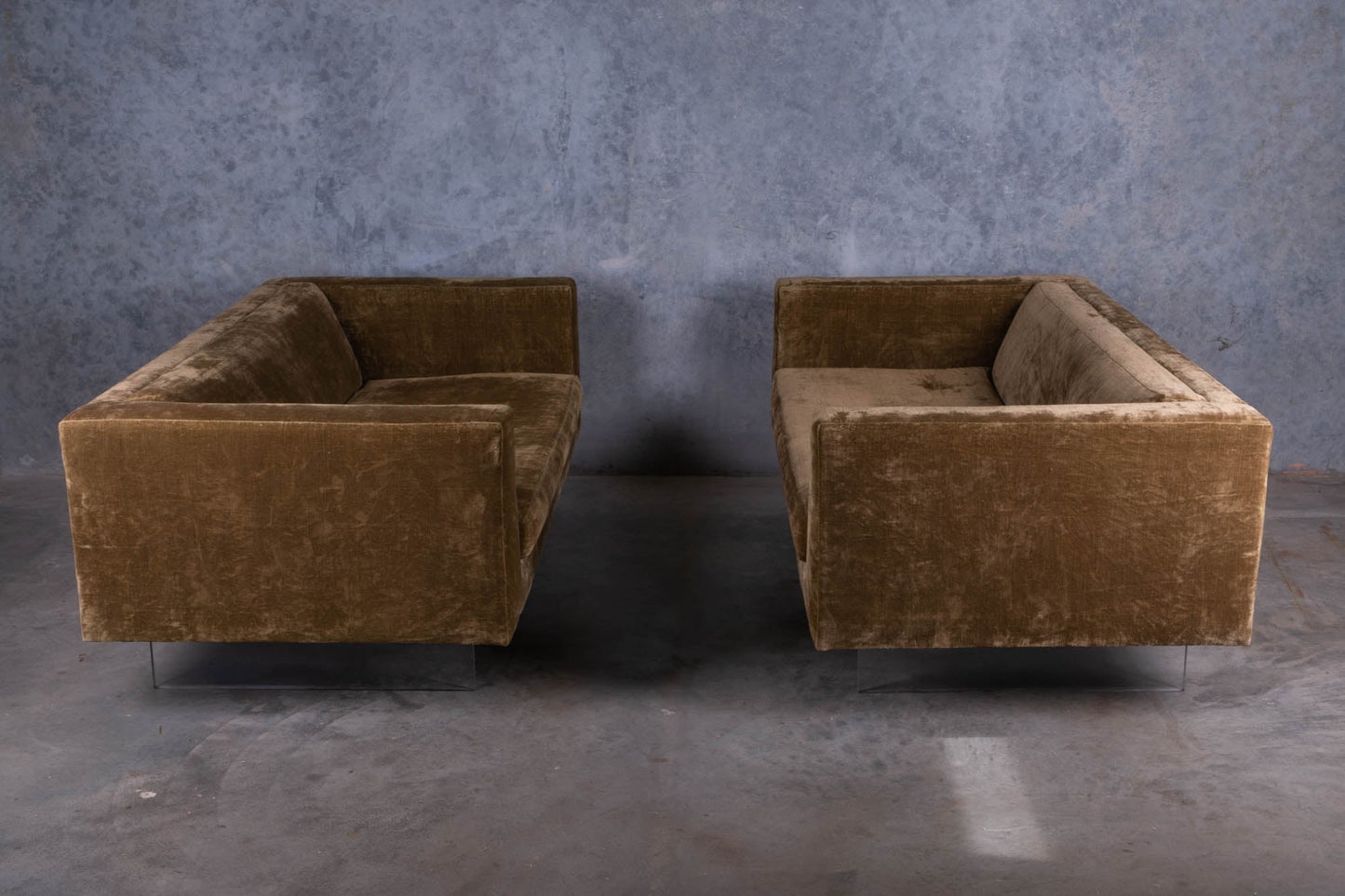 Harvey Probber Lucite Legs Settee Pair