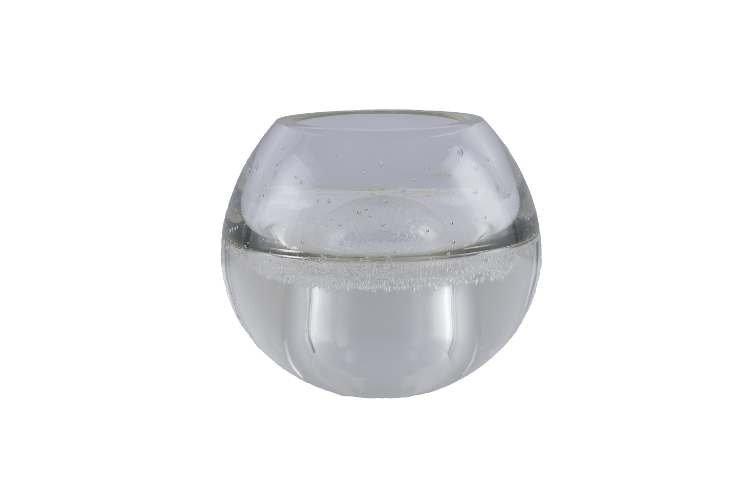 Handblown A.D. Copier Leerdam glass vase with rounded shape and distinctive air bubble Spijkerbol design from the Netherlands