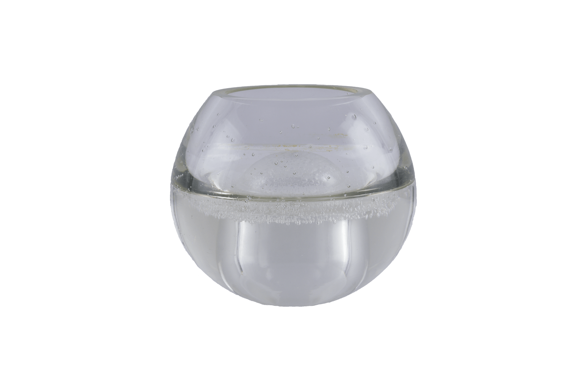 Handblown A.D. Copier Leerdam glass vase with rounded shape and distinctive air bubble Spijkerbol design from the Netherlands