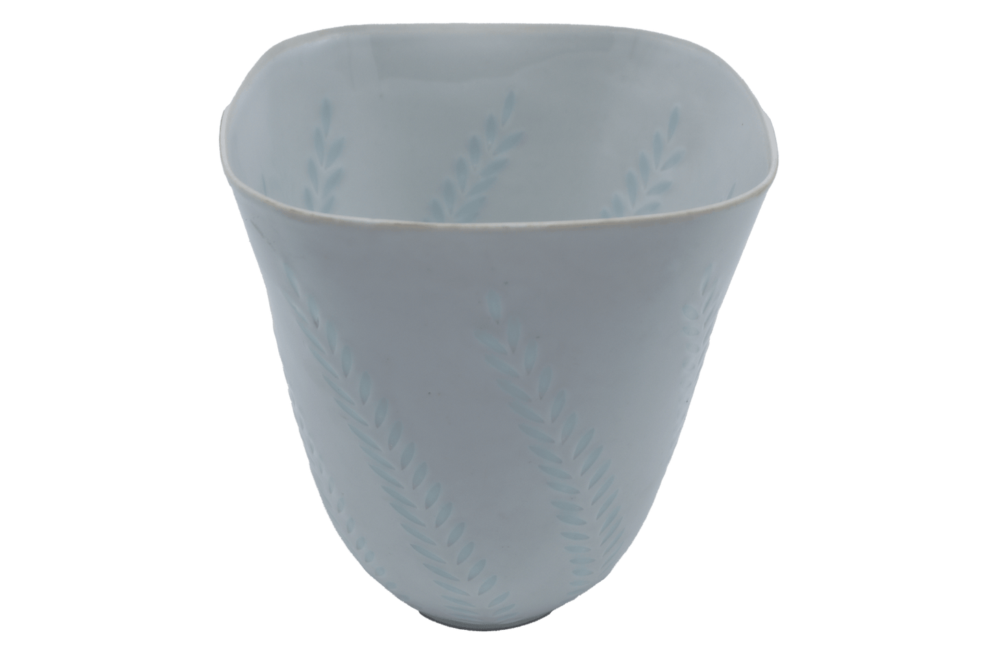 1960s Arabia glazed white rice porcelain vase with hand-cut fern pattern designed by Friedl Holzer-Kjellberg