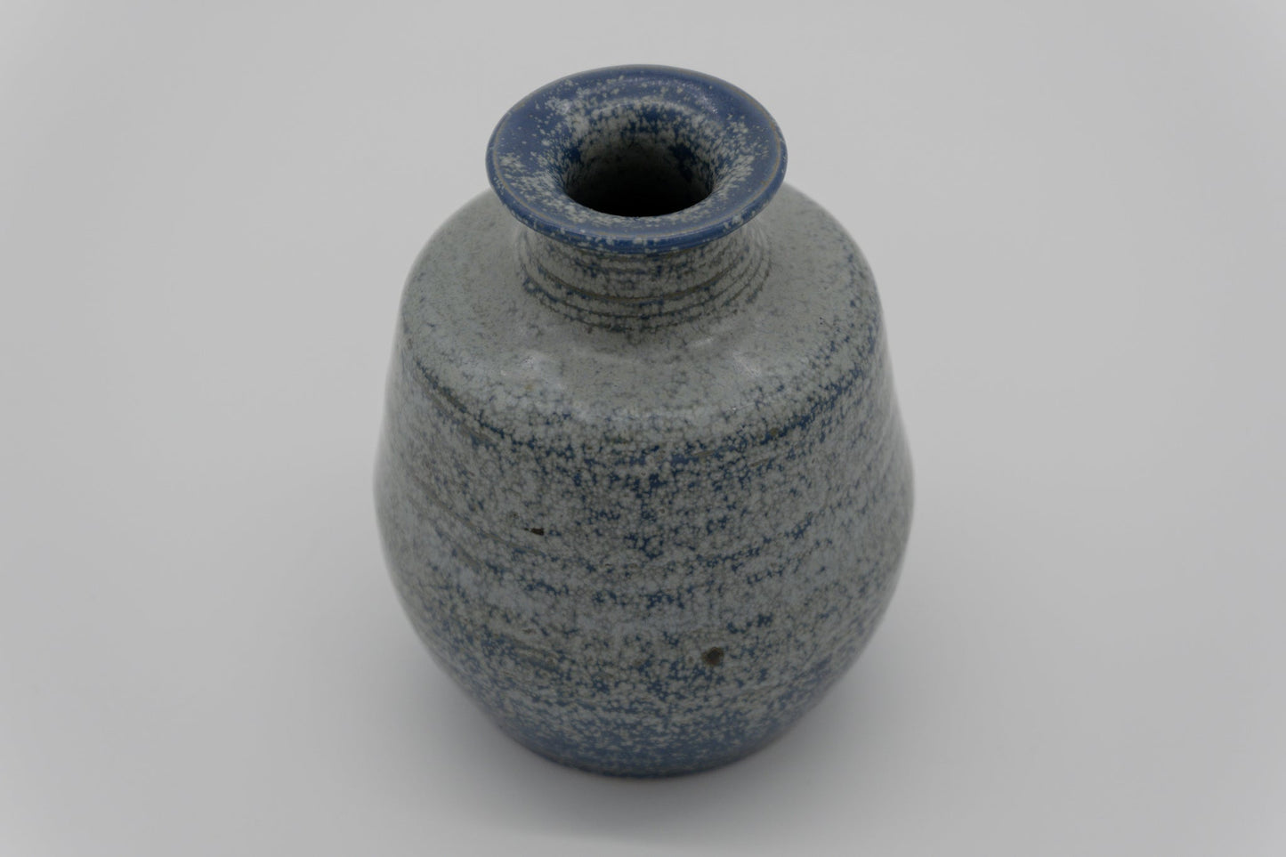 L. Hjorth stoneware vase with unusual blue spotted glaze by Erik Hjorth from Danish pottery studio
