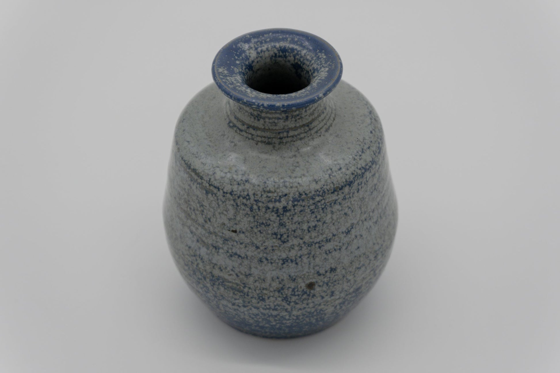 L. Hjorth stoneware vase with unusual blue spotted glaze by Erik Hjorth from Danish pottery studio