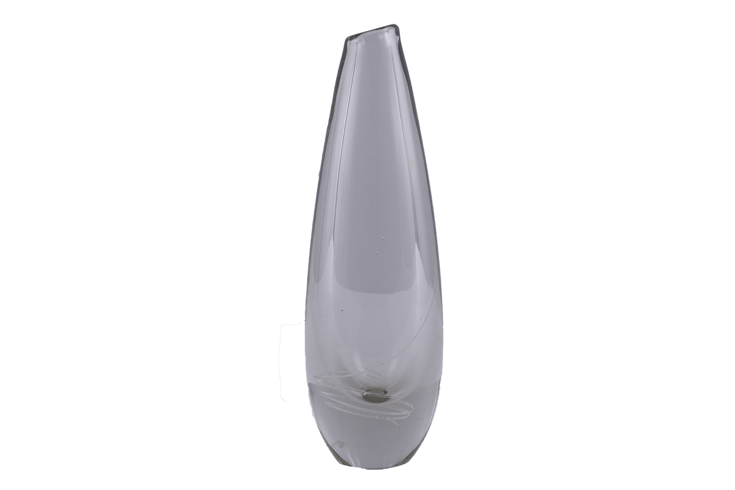Tall Finnish glass vase with elegant spiral inlay pattern by Mikko Helander, showcasing Scandinavian design.