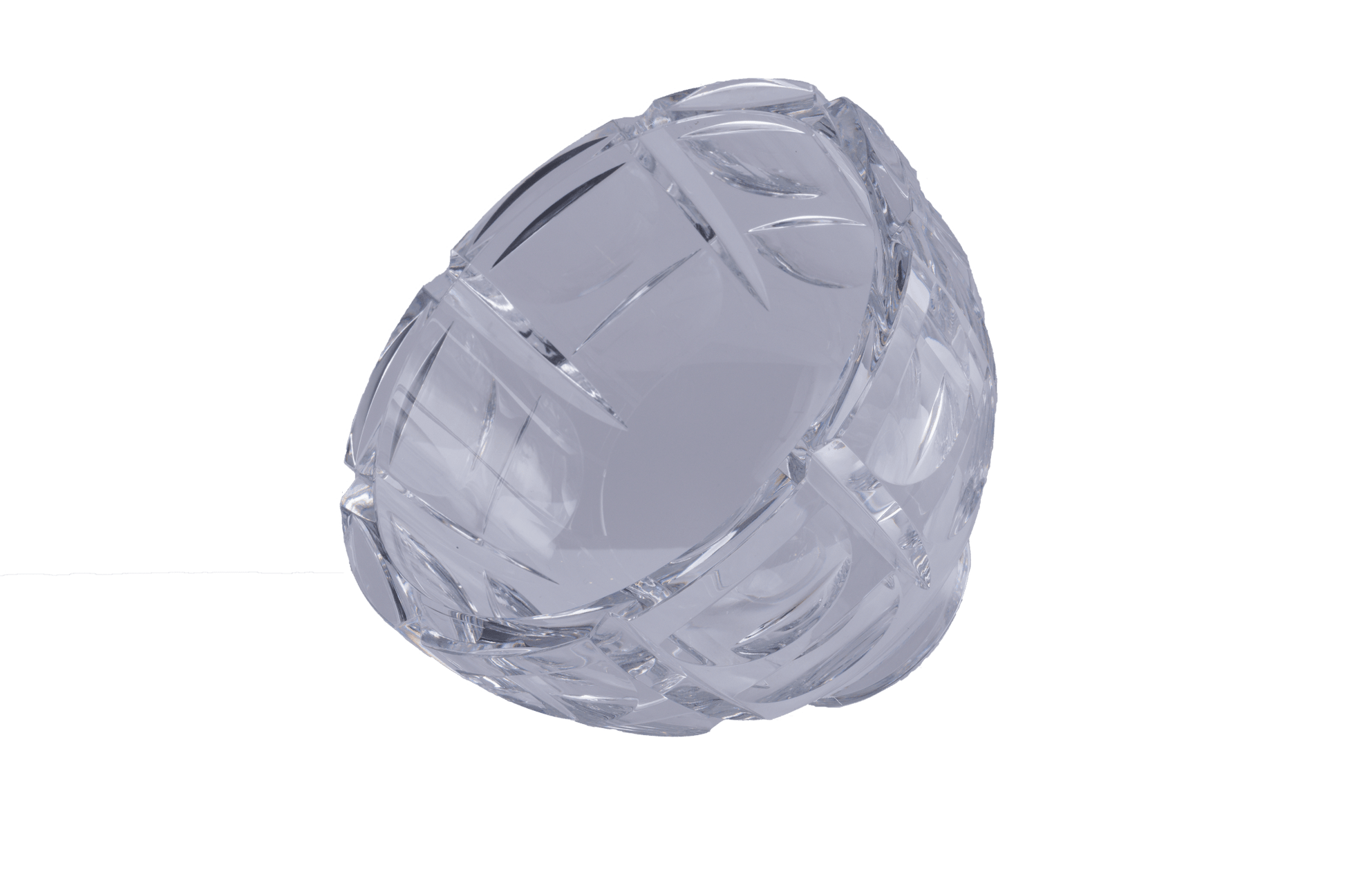 Orrefors crystal bowl designed by Simon Gate featuring the "Thousand Windows" optical illusion cut pattern