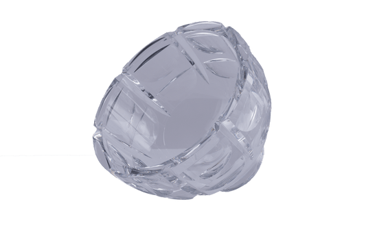 Orrefors crystal bowl designed by Simon Gate featuring the "Thousand Windows" optical illusion cut pattern