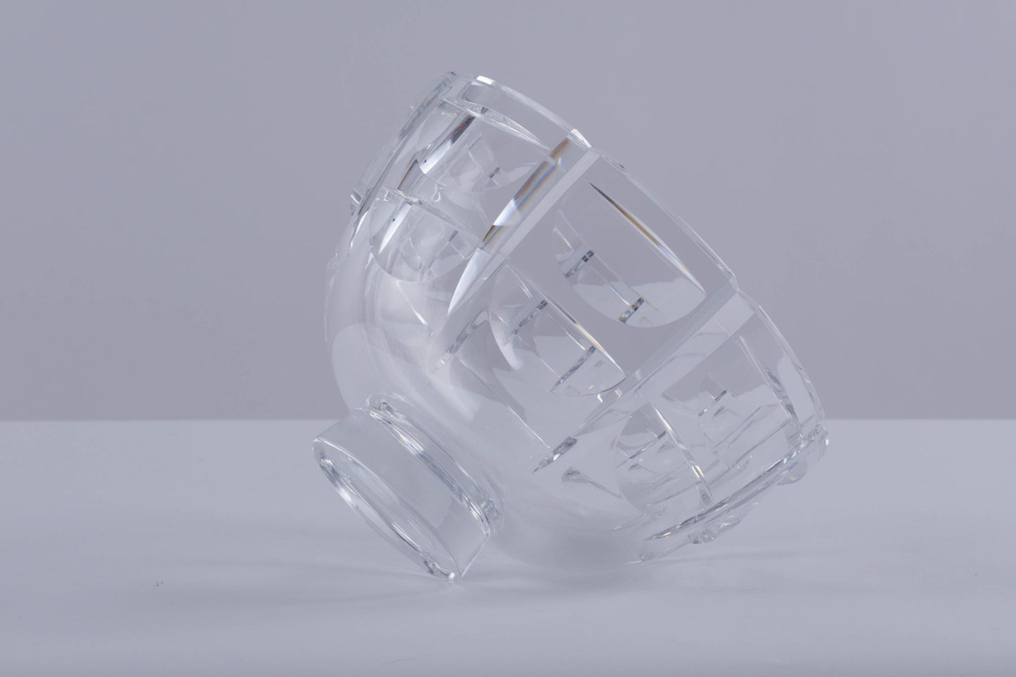 Orrefors Thousand Windows cut crystal bowl designed by Simon Gate, showing geometric optical illusion pattern