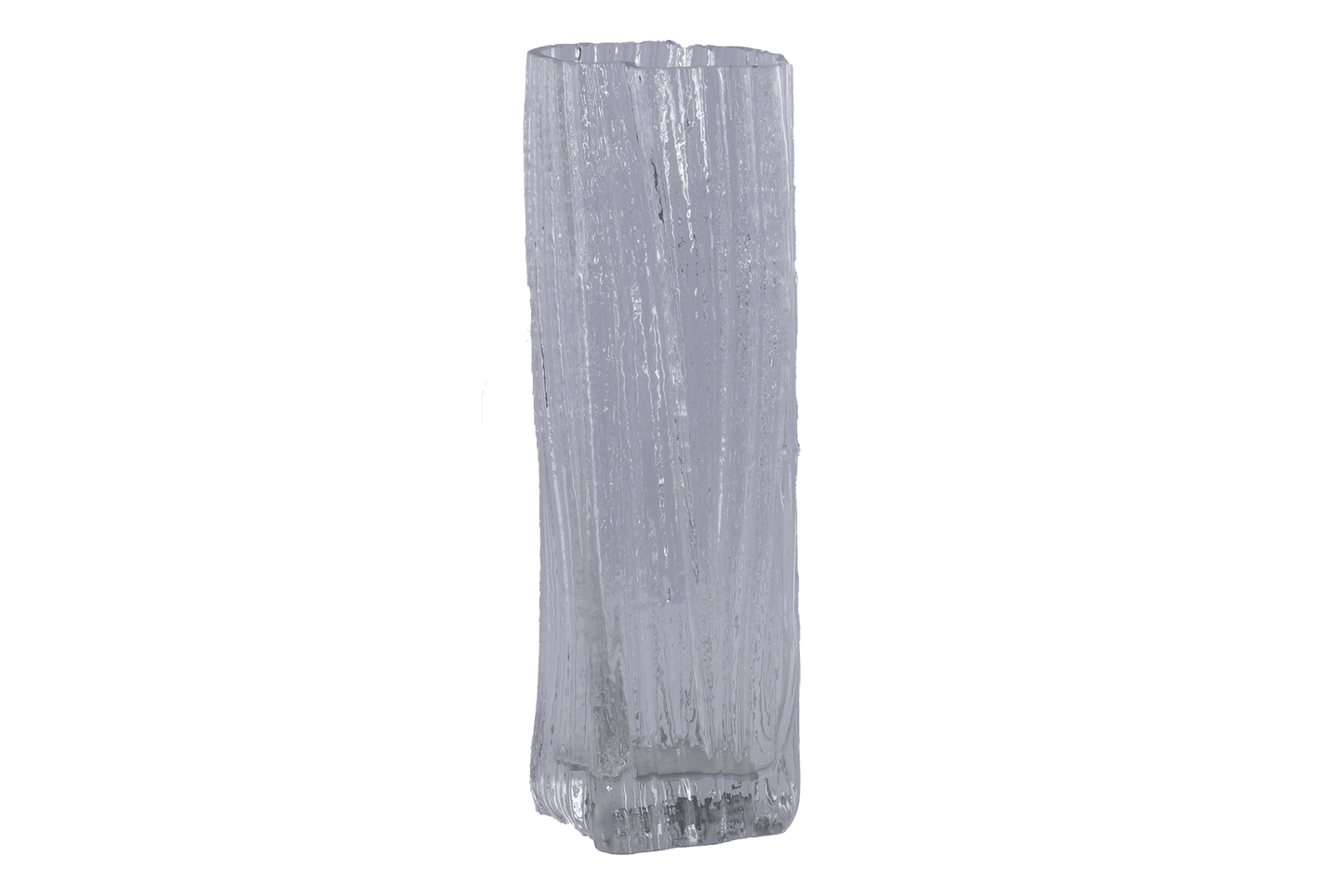 Tall Rosenthal Studio Line ice glass vase by Martin Freyer with textured frosted surface and rectangular form