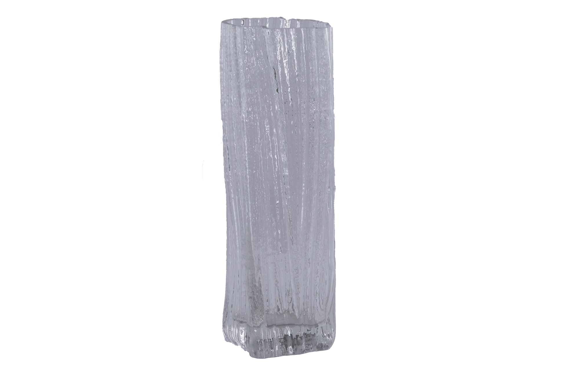 Tall Rosenthal Studio Line ice glass vase by Martin Freyer with textured frosted surface and rectangular form