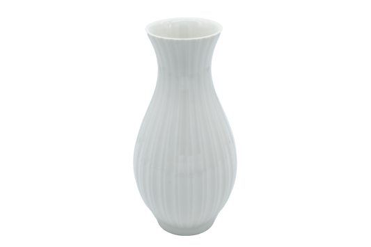 Royal Copenhagen white fluted porcelain vase in Blanc de Chine style designed by Thorkild Olsen, Danish craftsmanship.