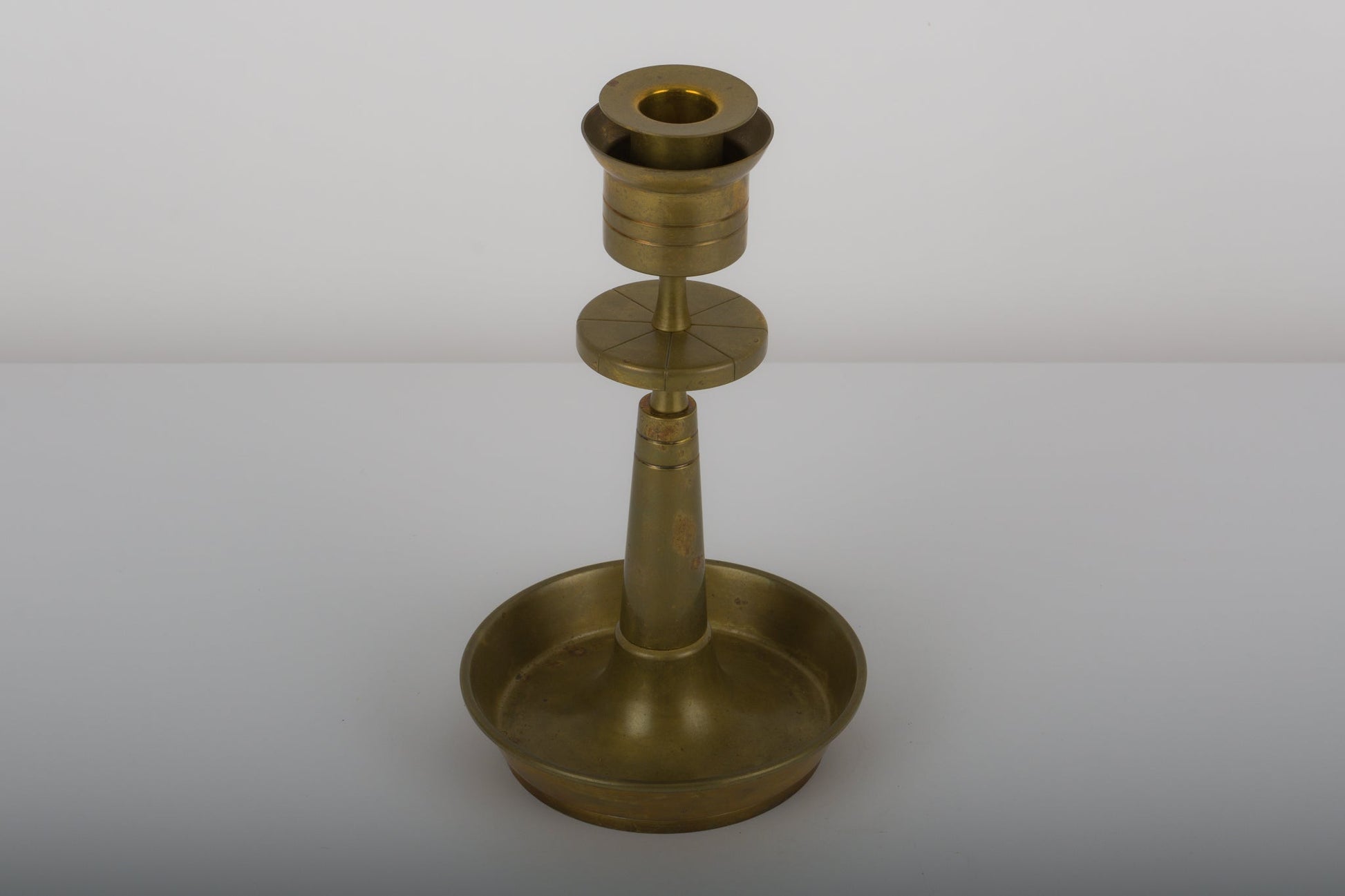 Single Tomi Parzinger waxed brass candle holder with a minimalist mid-century modern design from the 1990s.