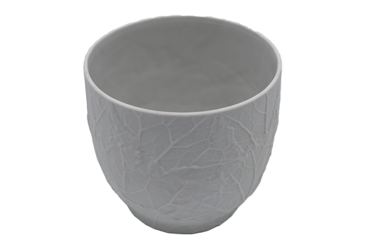 Heinrich & Co. Raised Leaf Bisque Vase